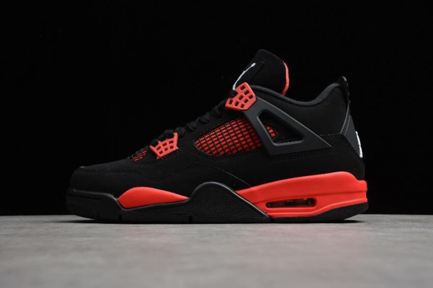 Men's Air Jordan 4 Retro Red Thunder Black Basketball Shoes