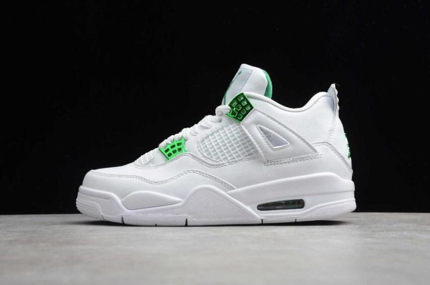 Women's Air Jordan 4 Retro Low White Metallic Green Basketball Shoes