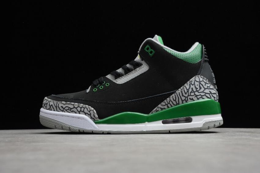 Men's Air Jordan 3 Retro Black Pine Green White Shoes Basketball Shoes