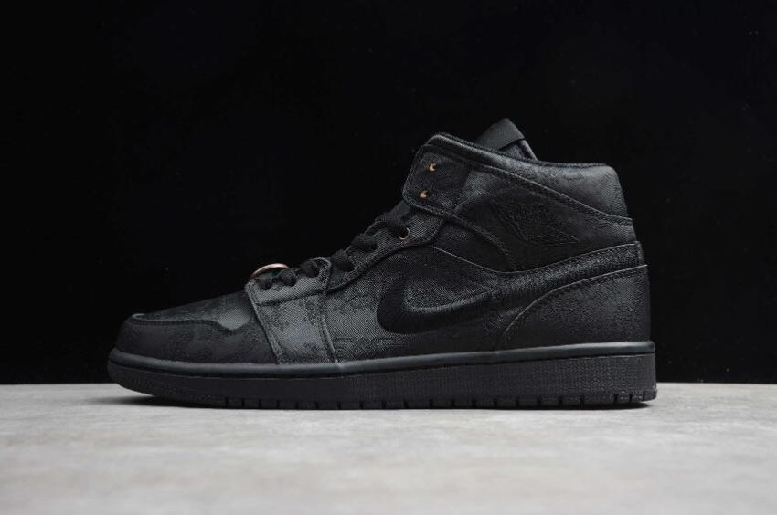 Men's Air Jordan 1 Mid Fearless Black Basketball Shoes
