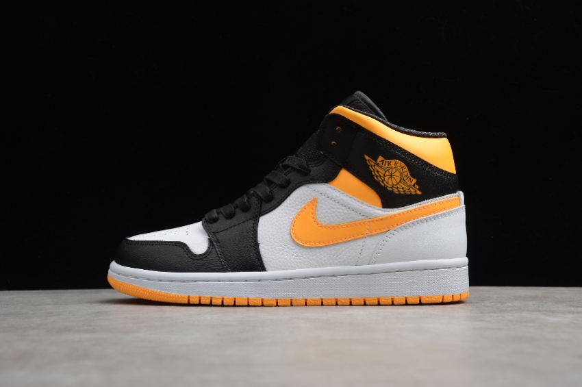 Men's Air Jordan 1 Mid SE White Laser Orange Black Basketball Shoes