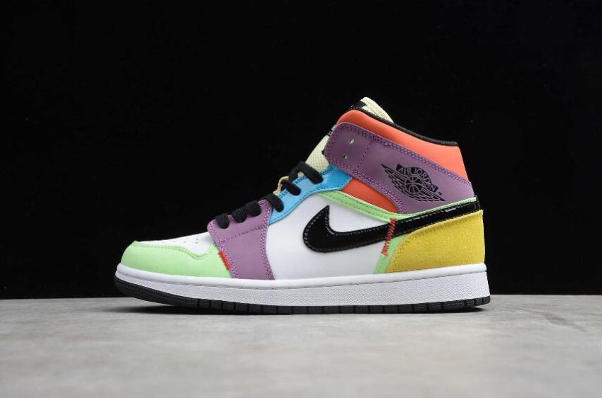 Men's Air Jordan 1 Mid SE White Black Lightbulb Team Orange Basketball Shoes