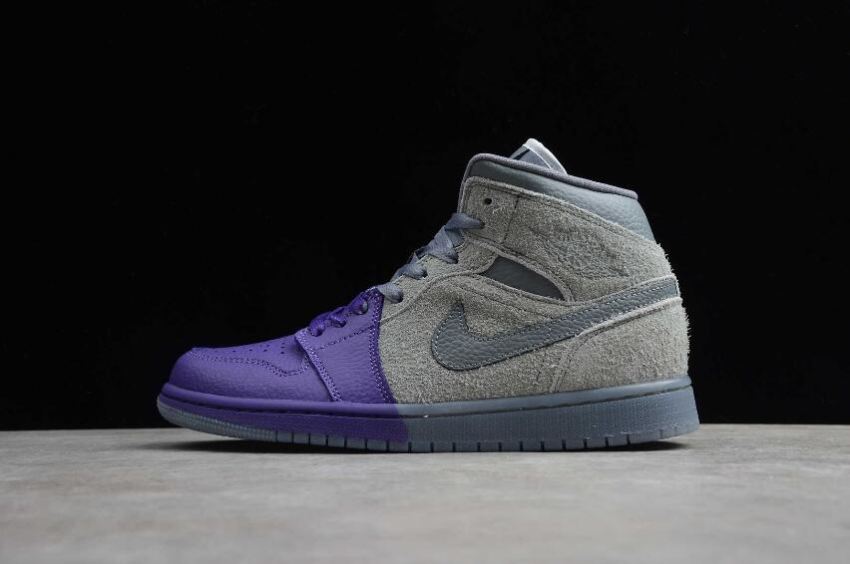 Men's Air Jordan 1 Mid SE Cool Grey Purple Basketball Shoes