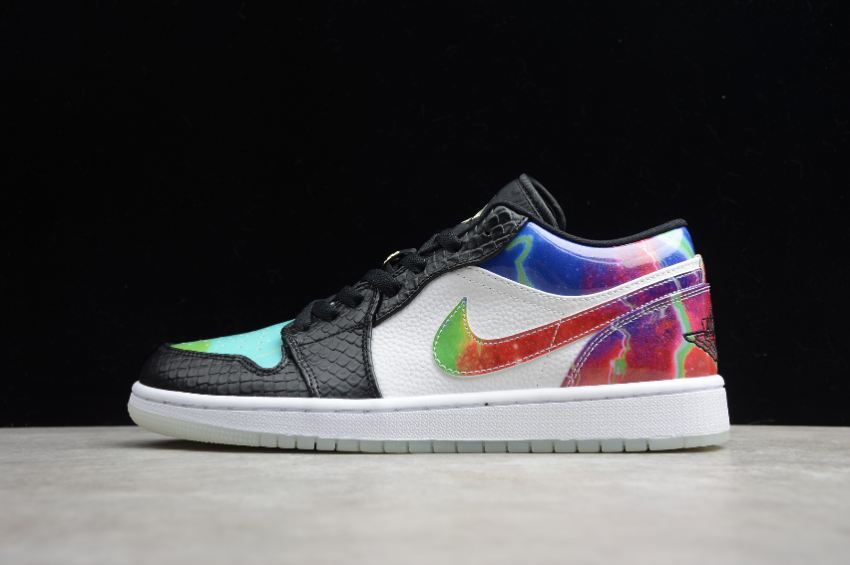 Men's Air Jordan 1 Low Galaxy Black White Basketball Shoes