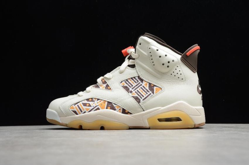 Men's Air Jordan 6 Retro Quai 54 Sail Baroque Brown Team Orange Basketball Shoes