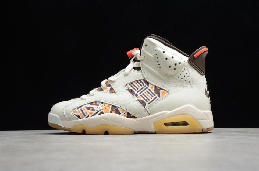 Women's Air Jordan 6 Retro Quai 54 Sail Baroque Brown Team Orange Basketball Shoes