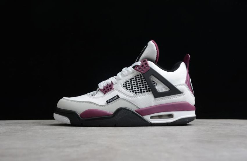 Women's Air Jordan 4 Retro Psg White Bordeaux Neutral Grey Shoes Basketball Shoes