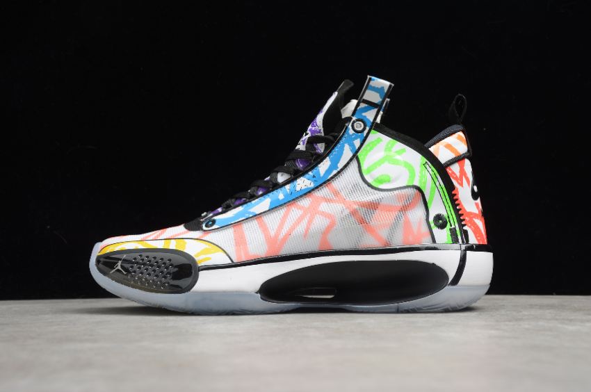 Women's Zion Williamson x Air Jordan 34 Noah White Black Multi Color DA1897-100 Basketball Shoes