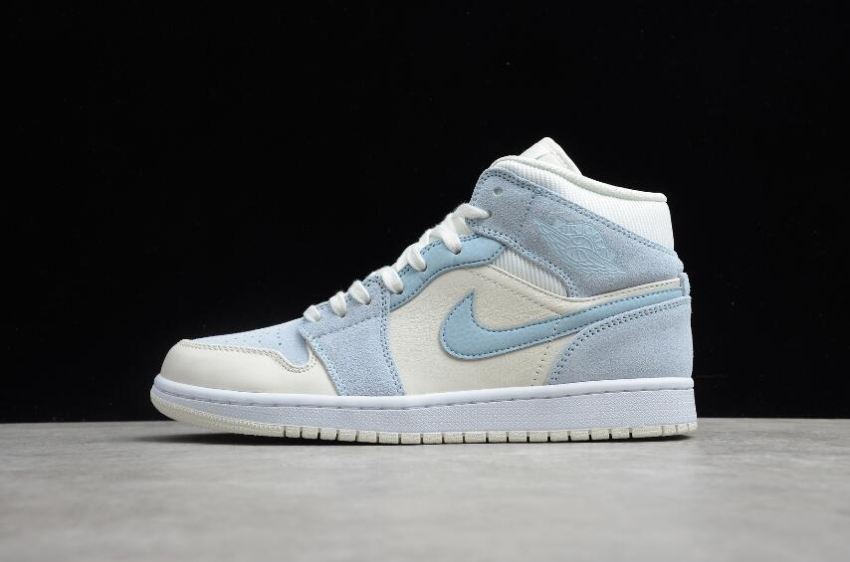Men's Air Jordan 1 Mid Summit White Celestine Blue Basketball Shoes