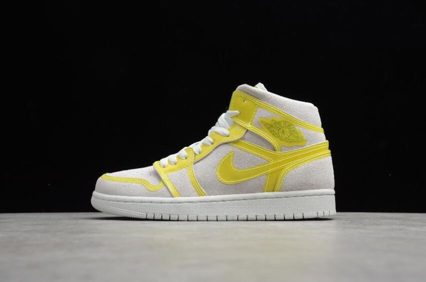 Women's WMNS Air Jordan 1 Mid LX Off White Opti Yellow White Basketball Shoes