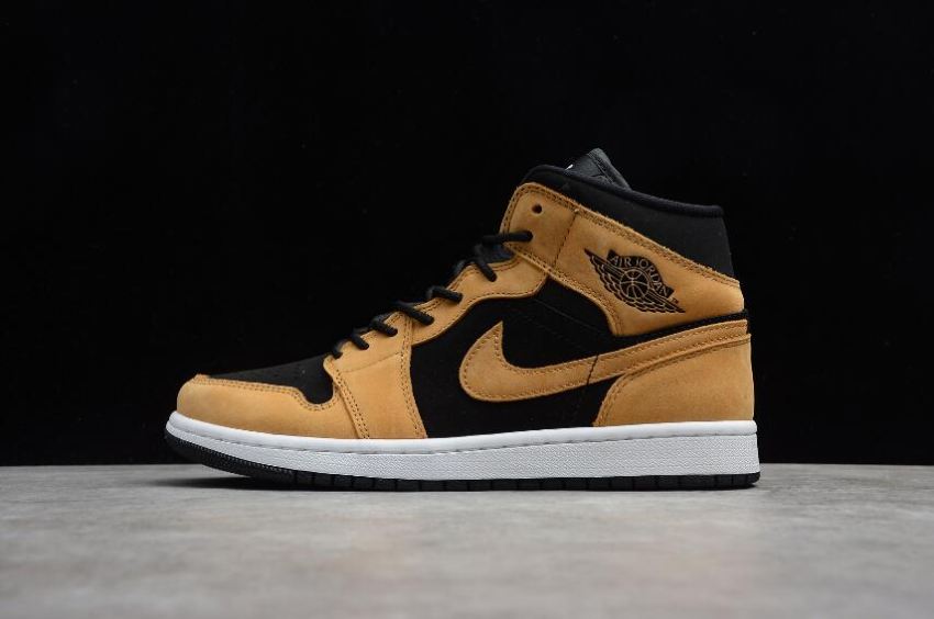 Men's Air Jordan 1 Mid SE Desert Ochre Black White Basketball Shoes