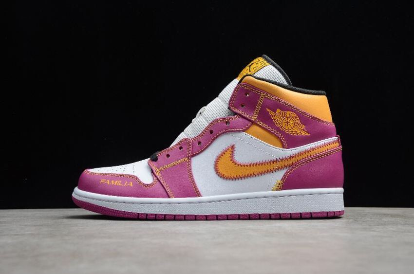 Women's Air Jordan 1 Mid DOD Familia White University Gold Footwear Basketball Shoes