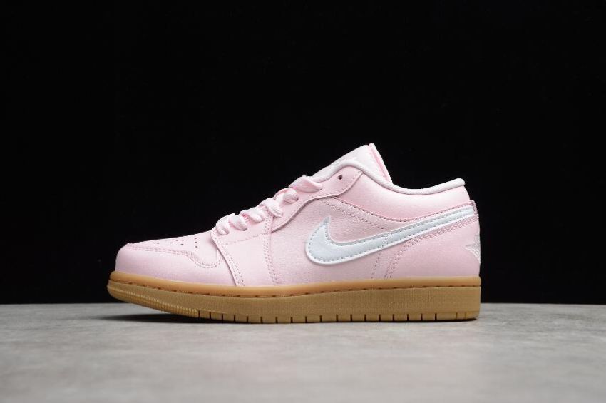 Men's Air Jordan 1 Low Pink Gum Arctic Pink White-Gum Light Brown Basketball Shoes
