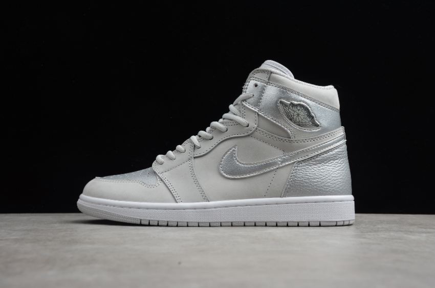 Women's Air Jordan 1 Retro High Zoom R2T Silver Grey White Basketball Shoes