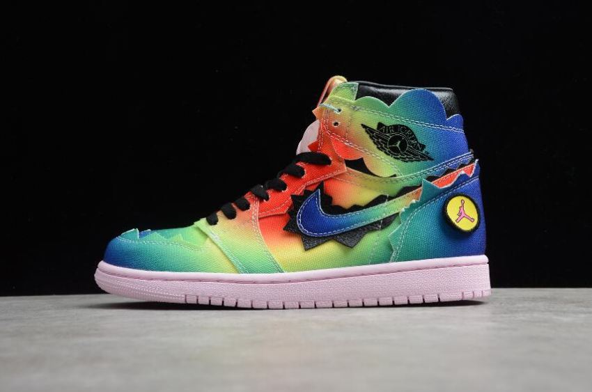 Women's J Balvin x Air Jordan 1 Hight OG Multi Color Black Basketball Shoes