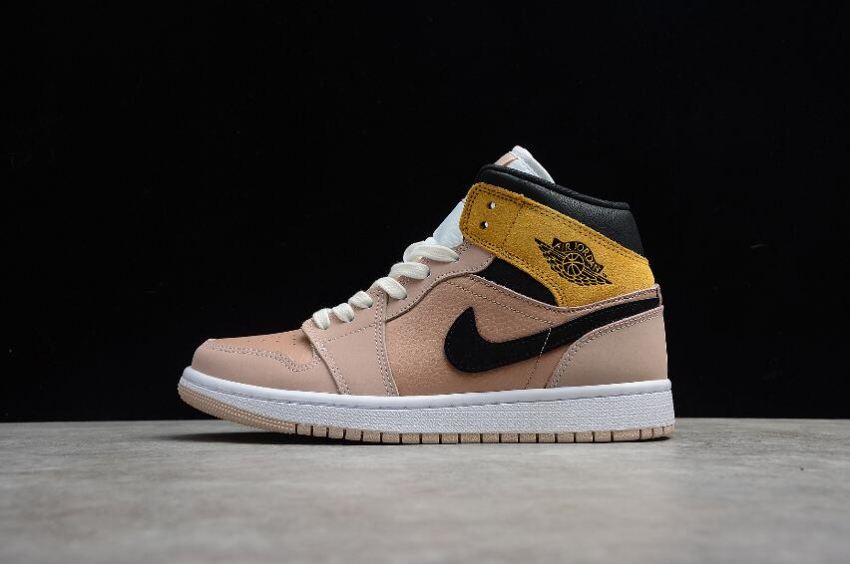 Men's Air Jordan 1 Mid SE Particle Beige Black Basketball Shoes