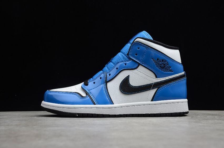 Women's Air Jordan 1 Mid SE Singal Blue Black White Footwear Basketball Shoes