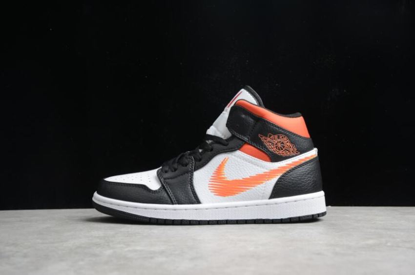 Women's Air Jordan 1 Mid White Total Orange Basketball Shoes