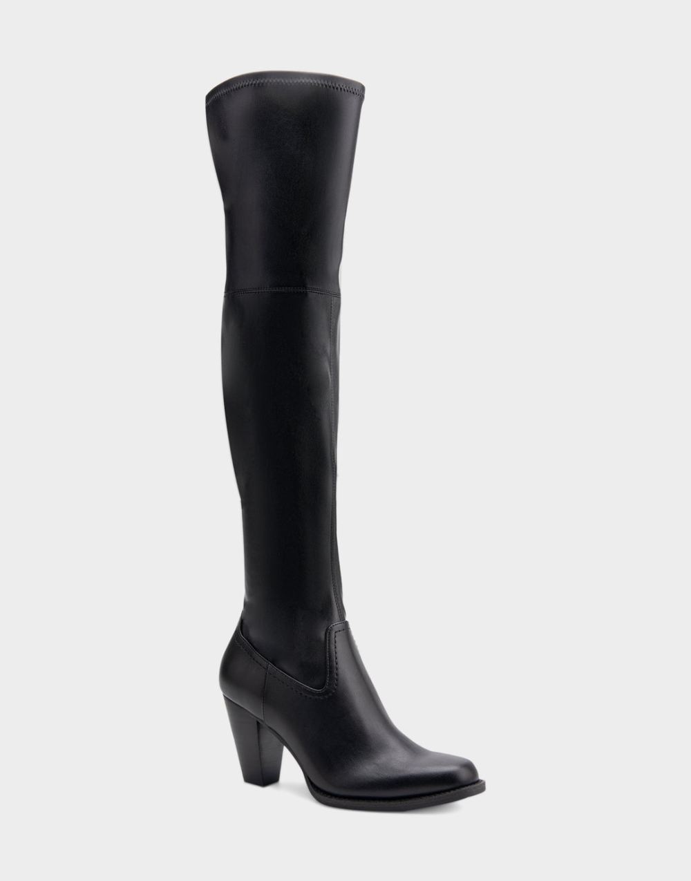 Aerosoles Women's Lewes Black Faux Leather Heeled Over The Knee Boot