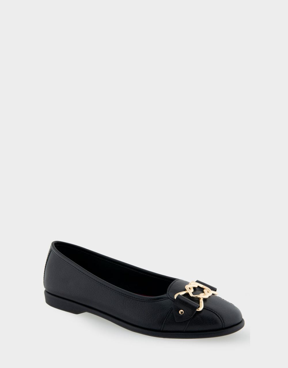 Aerosoles Women's Bia Black Genuine Leather Ornamented Flat