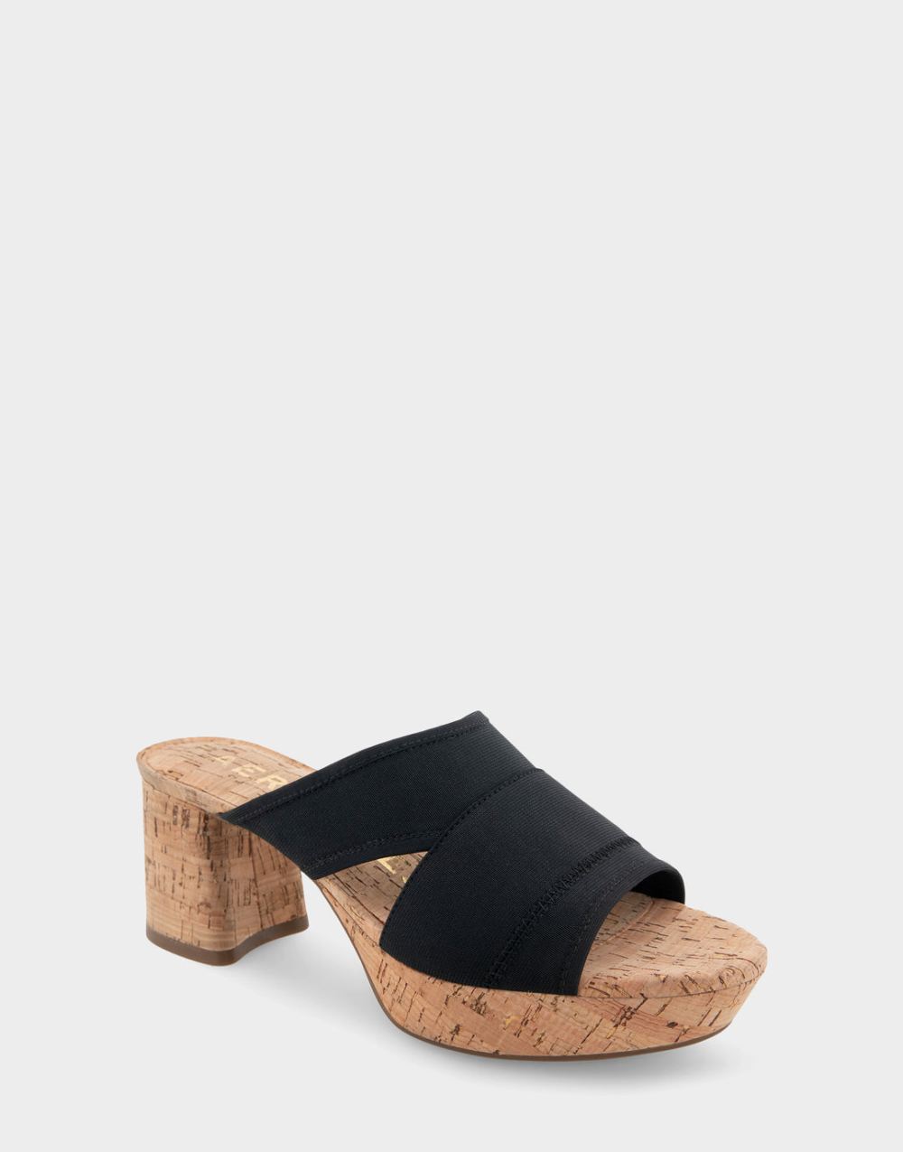 Aerosoles Women's Carma Black Elastic Combo Elastic Slide Platform Sandal