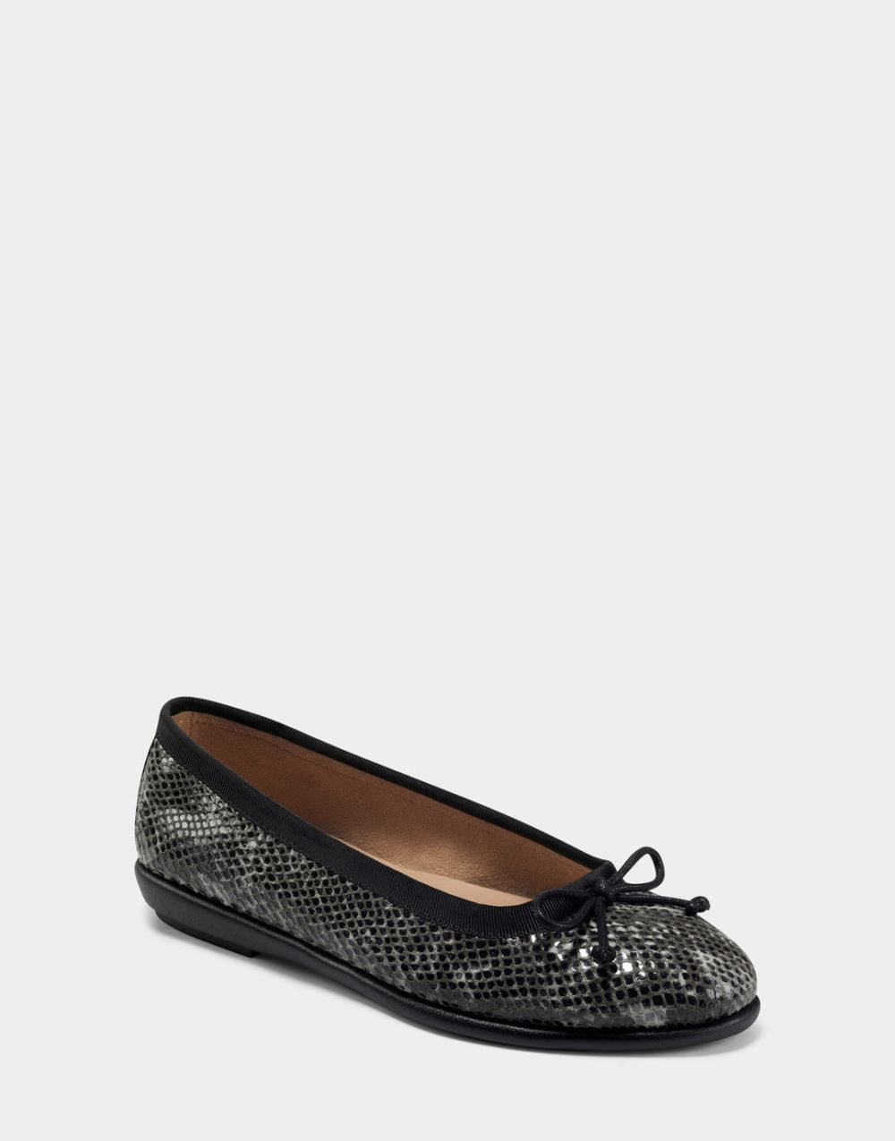 Aerosoles Women's Homebet Black Snake Print Faux Leather Ballet Flat