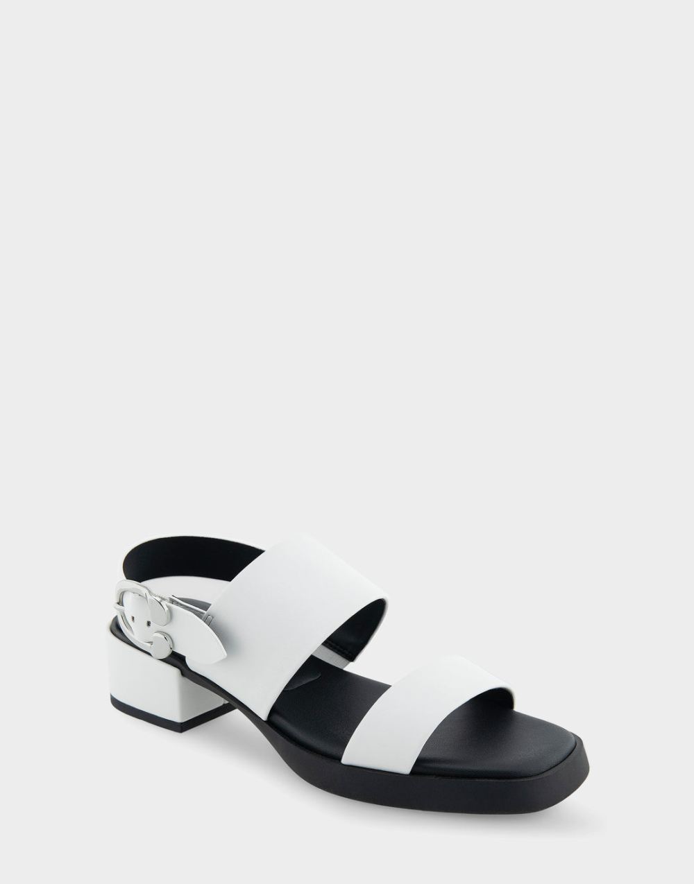 Aerosoles Women's Dove White Faux Leather Banded Back Strap Low Block Heel Sandal