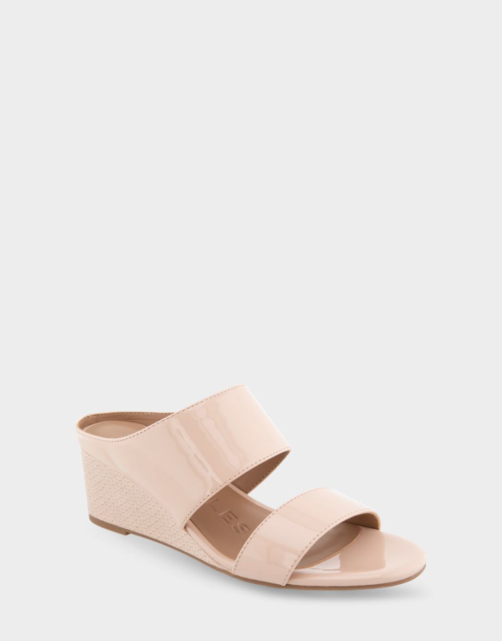 Aerosoles Women's Wheeler Cipria Faux Leather Two Band Mid Wedge Slide Sandal