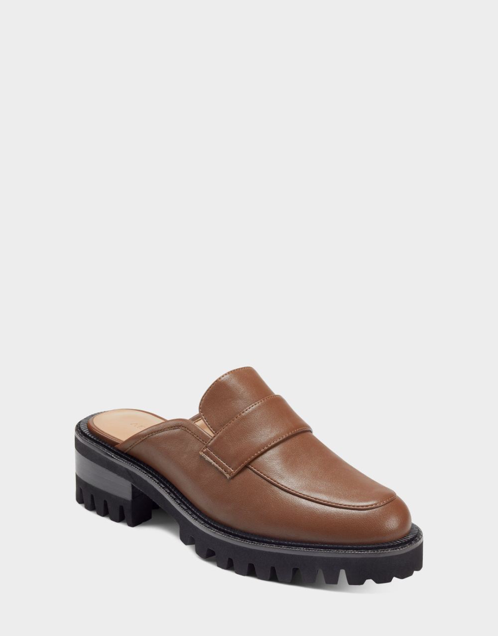 Aerosoles Women's Reba Tan Faux Leather Platform Lug Sole Loafer Mule