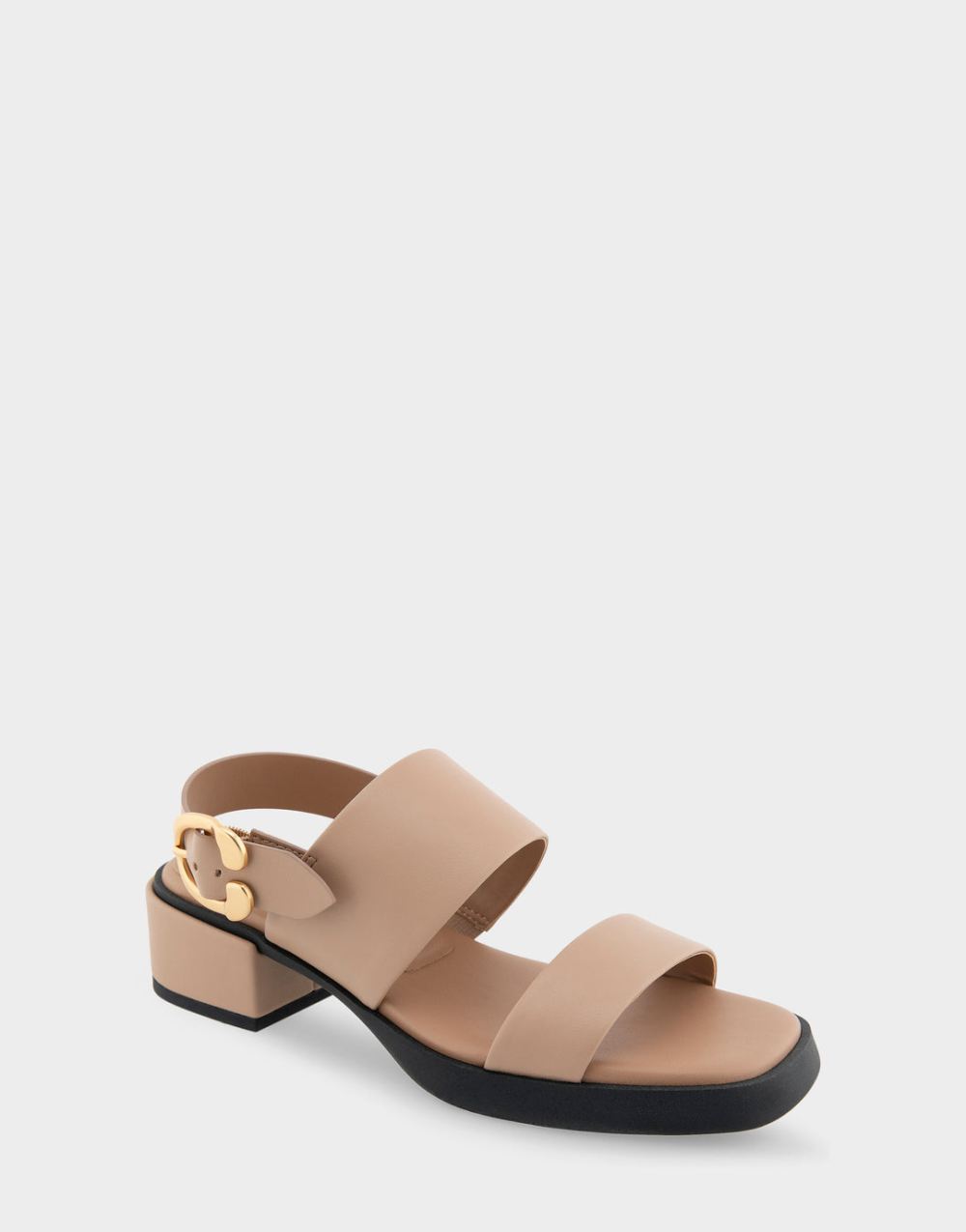 Aerosoles Women's Dove Natural Faux Leather Banded Back Strap Low Block Heel Sandal