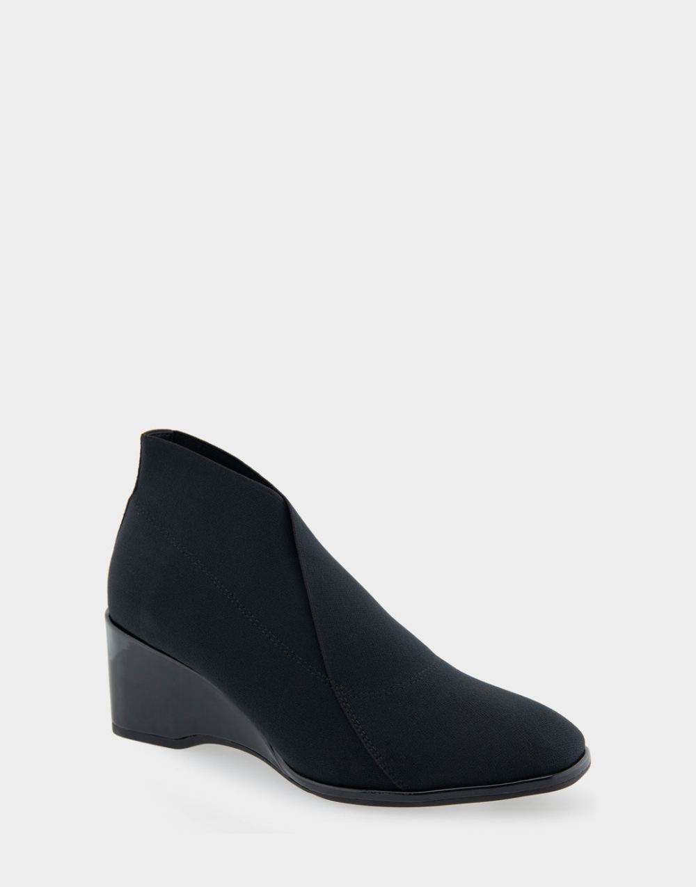 Aerosoles Women's Anini Black Elastic Stretch Fabric Wedge Heel Ankle Boot