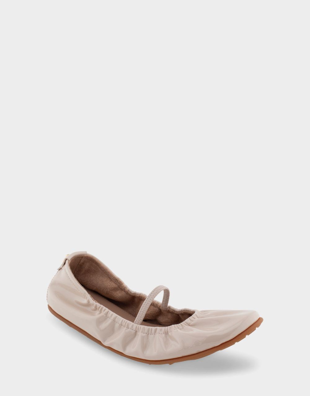 Aerosoles Women's Penelope Natural Patent Faux Leather Foldable Ballet Flat