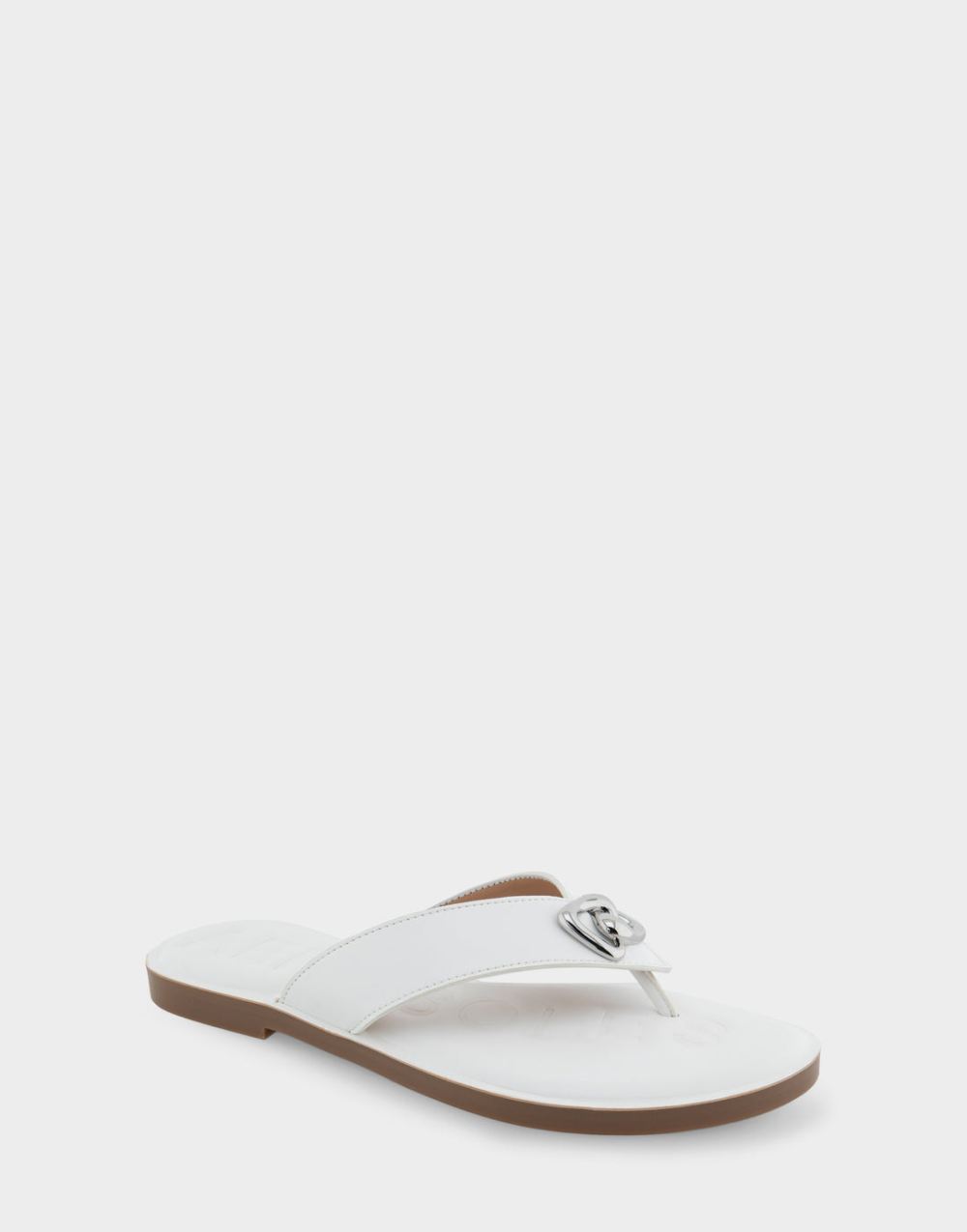 Aerosoles Women's Galen White Faux Leather Ornamented Thong Sandal