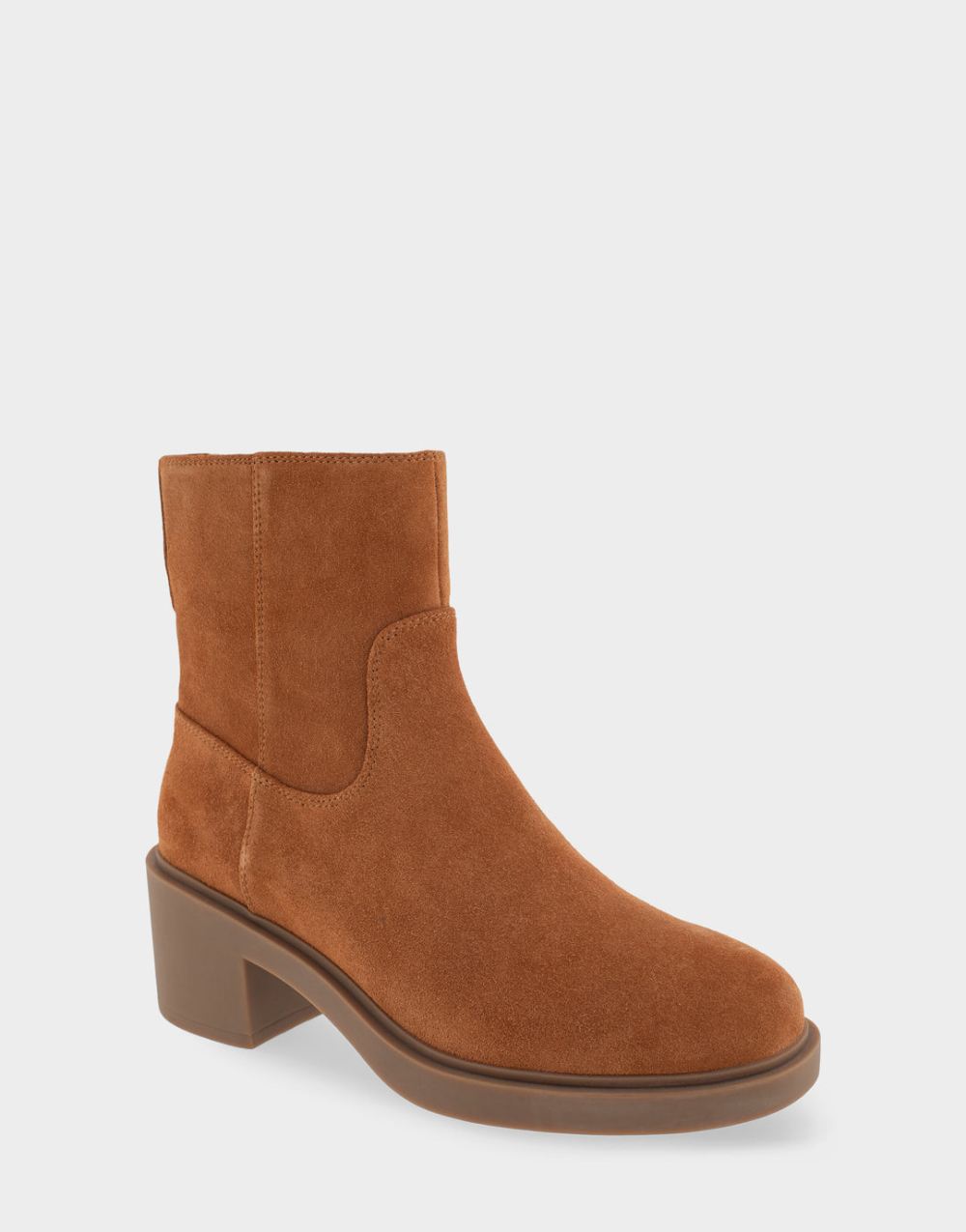Aerosoles Women's Garie Tan Genuine Suede Heeled Ankle Boot