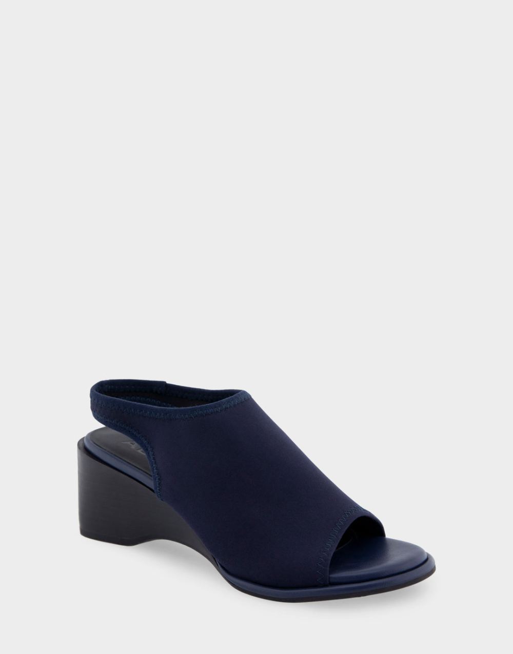 Aerosoles Women's Nuri Navy Stretch Gabardine Fabric Open Toe Stretch Wedge Shootie