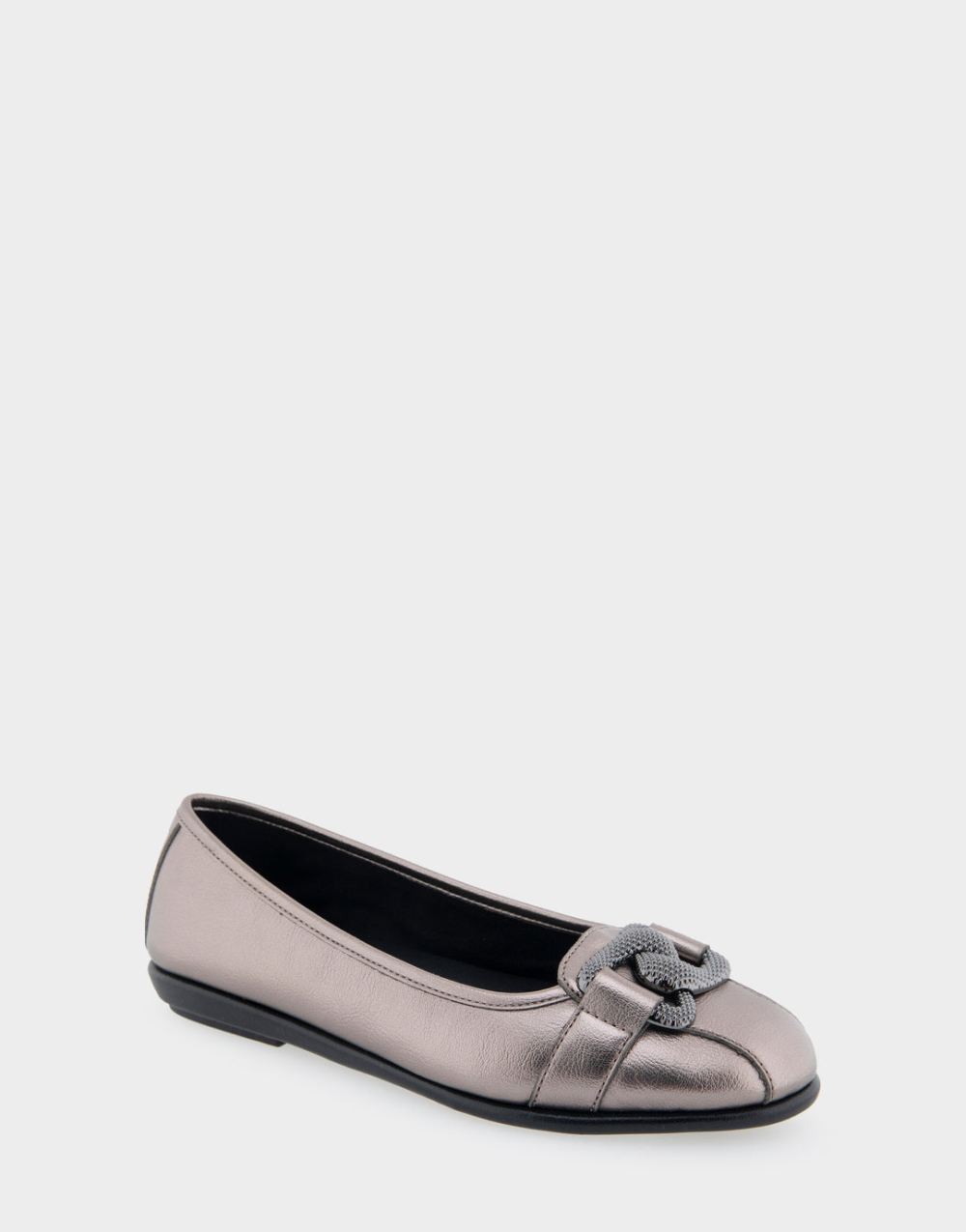 Aerosoles Women's Bijoux Graphite Faux Leather Ornamented Flat