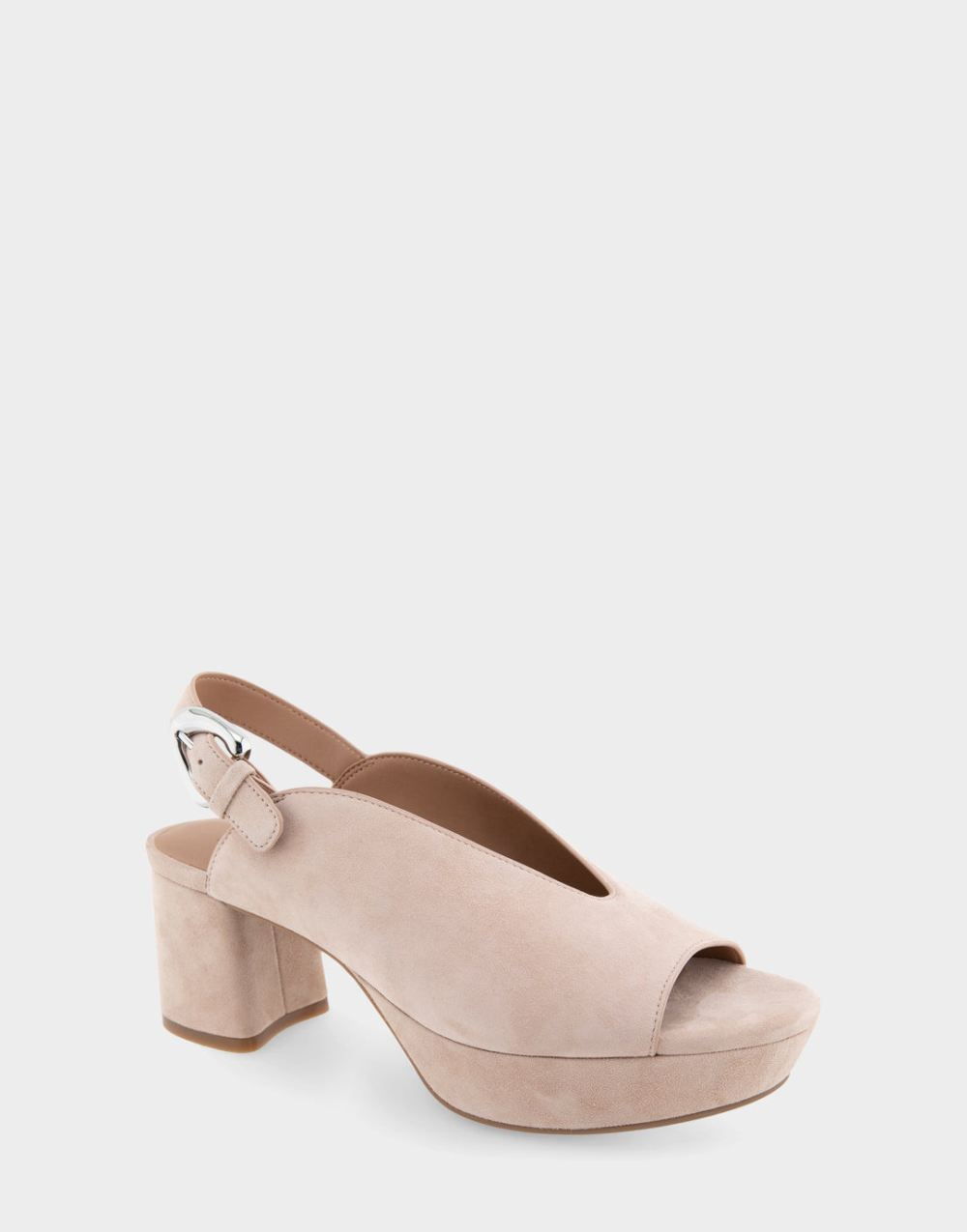 Aerosoles Women's Cornelia Cipria Suede Peep Toe Platform Sandal