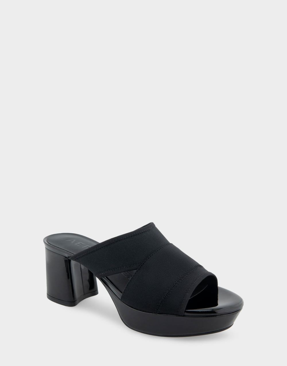 Aerosoles Women's Carma Black Elastic Elastic Slide Platform Sandal