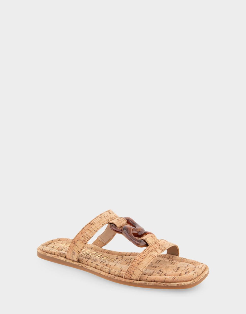 Aerosoles Women's Boston Cork Ornamented T-Strap Slide Sandal