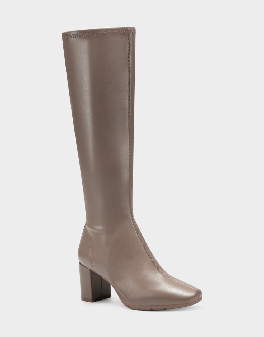 Aerosoles Women's Micah Taupe Faux Leather Knee-High Heeled Boot with Zipper