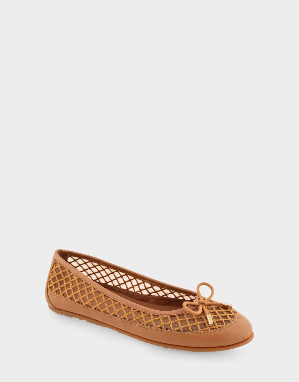 Aerosoles Women's Palma Tan Mesh Combo Mesh Knit Ballet Flat