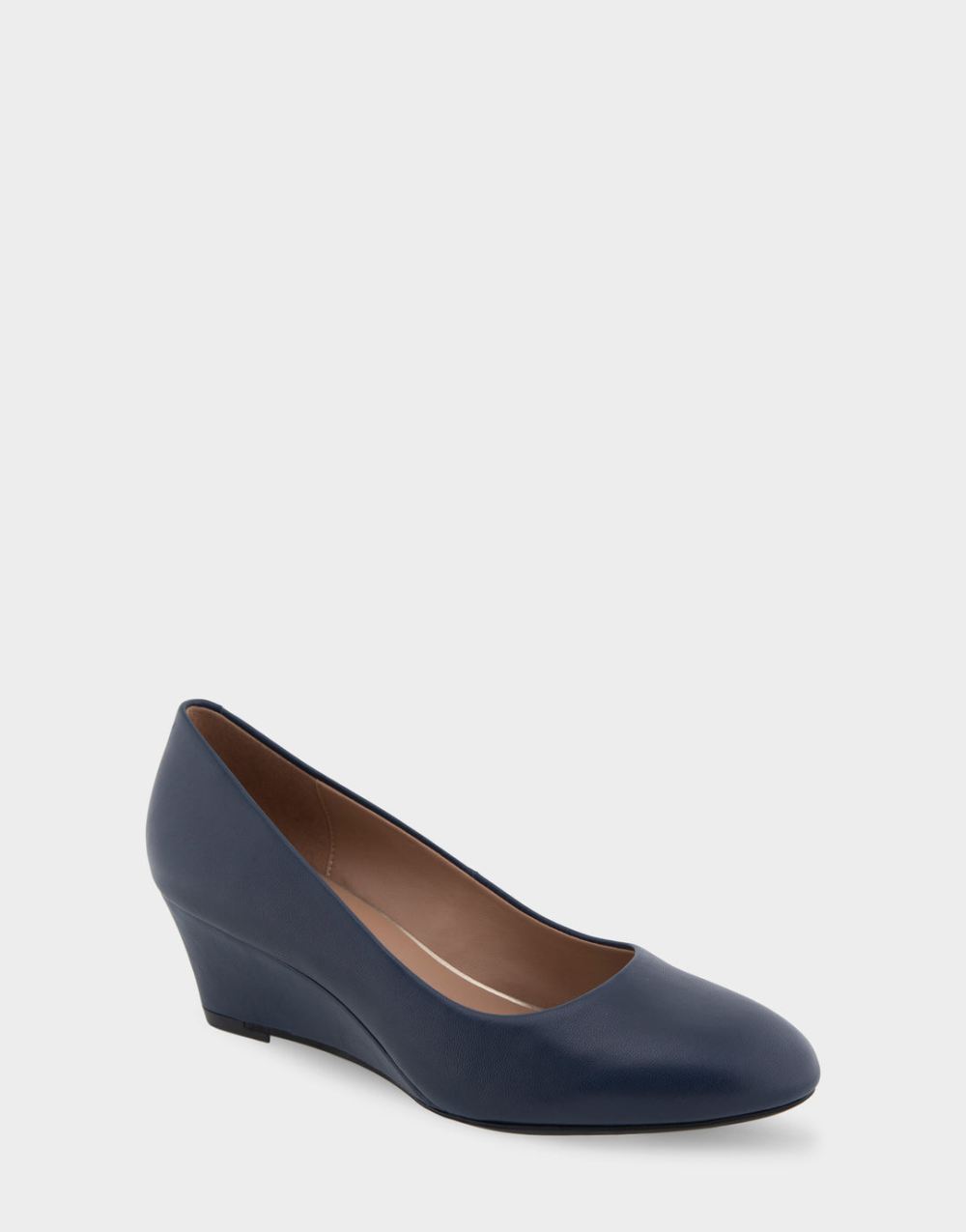 Aerosoles Women's Iris Navy Genuine Leather Wedge Pump