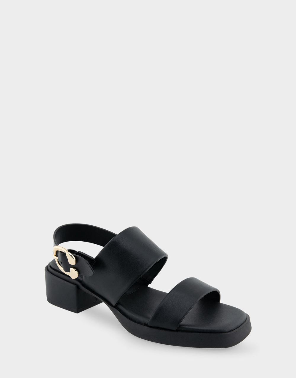 Aerosoles Women's Dove Black Faux Leather Banded Back Strap Low Block Heel Sandal