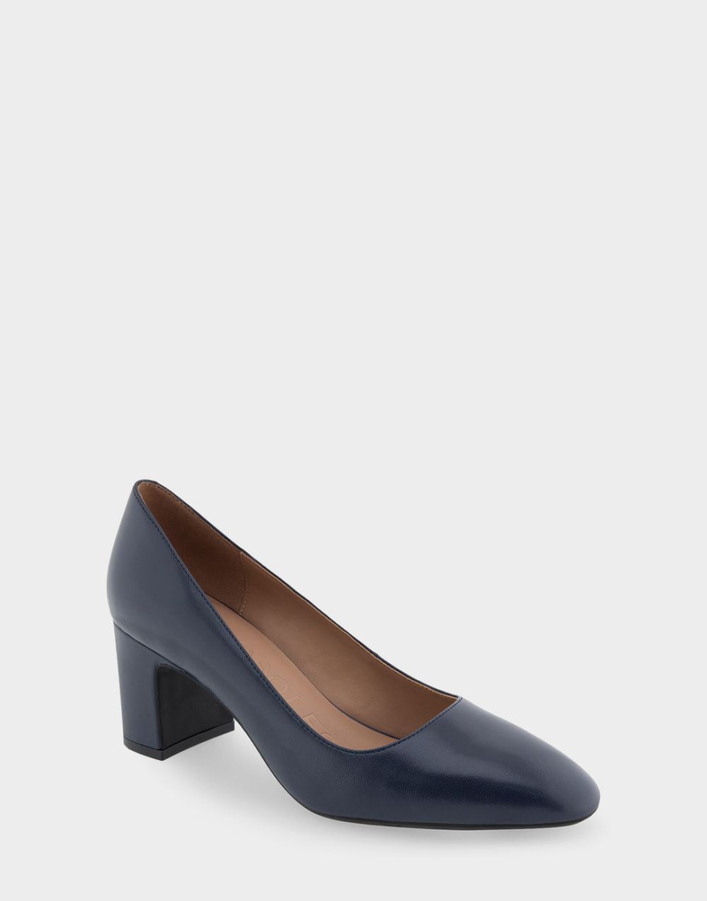 Aerosoles Women's Minetta Navy Leather Mid-Heel Pump