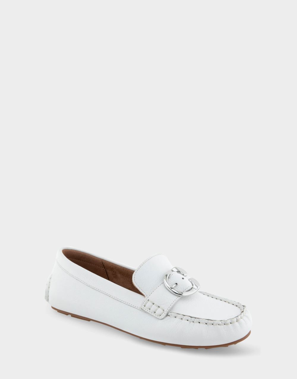 Aerosoles Women's Case White Leather Ornamented Driver