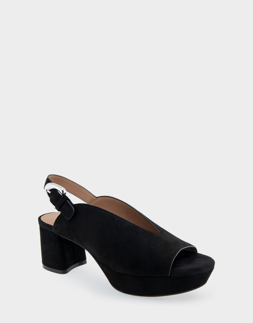 Aerosoles Women's Cornelia Black Suede Peep Toe Platform Sandal