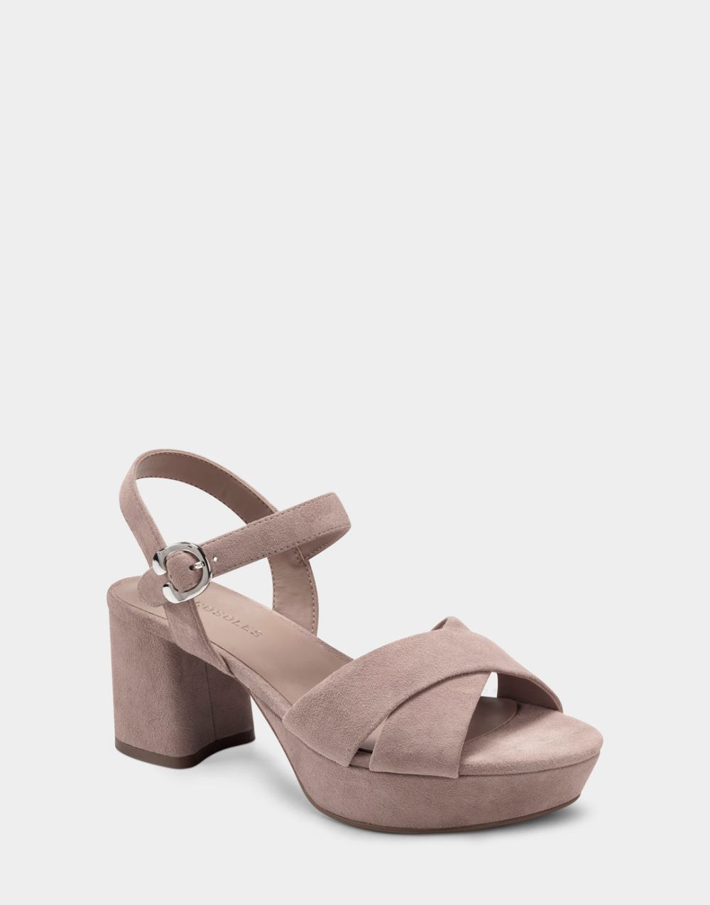 Aerosoles Women's Blush Suede Platform Block Heel Sandal with Buckle Cosmos