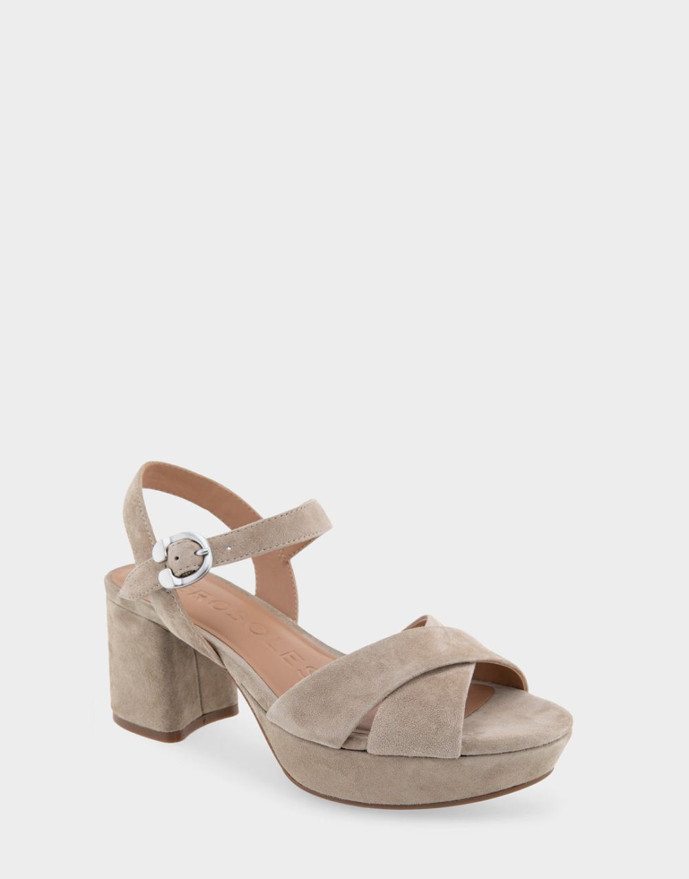 Aerosoles Women's Cosmos Graphite Trench Coat Suede Platform Sandal