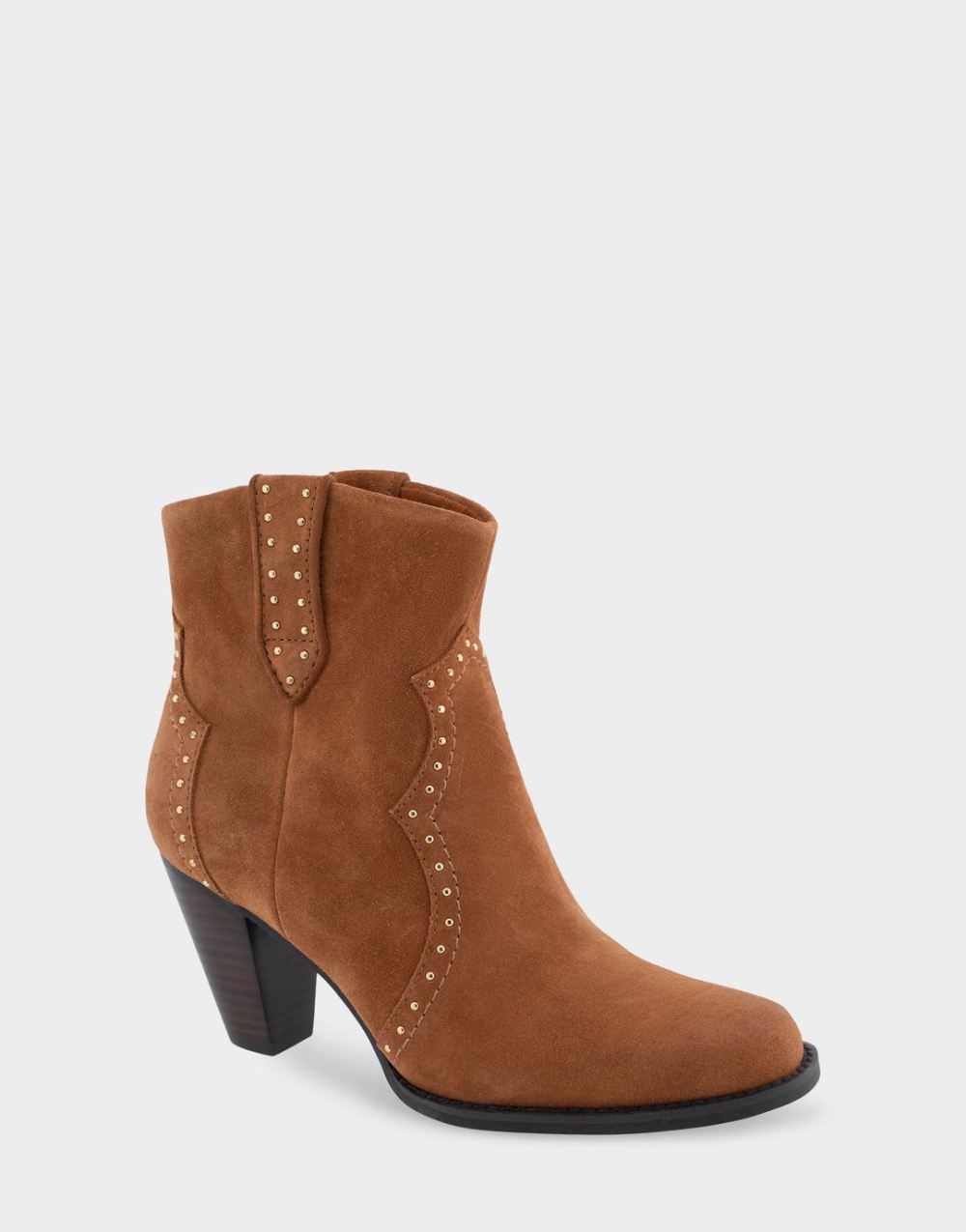 Aerosoles Women's Lazu Tan Genuine Suede Heeled Ankle Boot