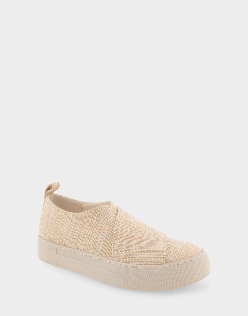 Aerosoles Women's Brighton Sand Raffia Combo Slip On Hidden Wedge Sneaker